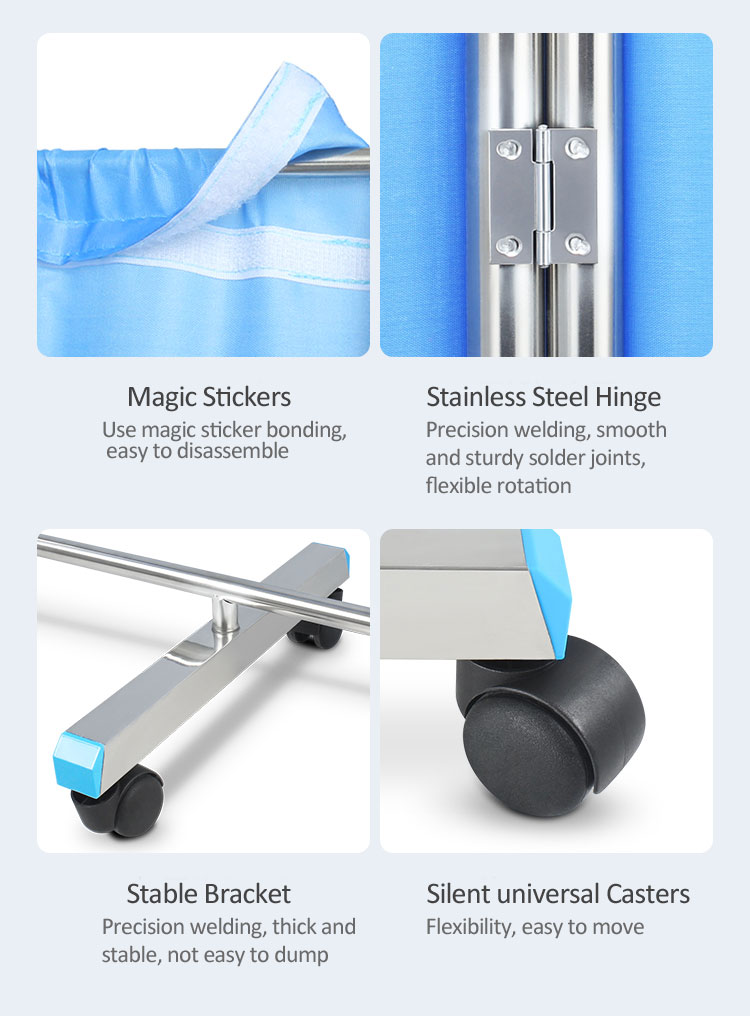 YA-HS001 Hospital Folding Stainless Steel 3-Part Ward Screen YA-HS001 Hospital Folding Stainless Steel 3-Part Ward Screen