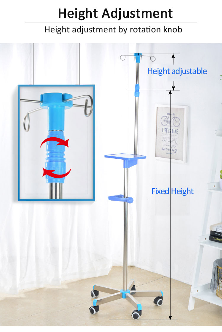 YA-IV01Stainless Steel IV Stand With Castors For Hospital