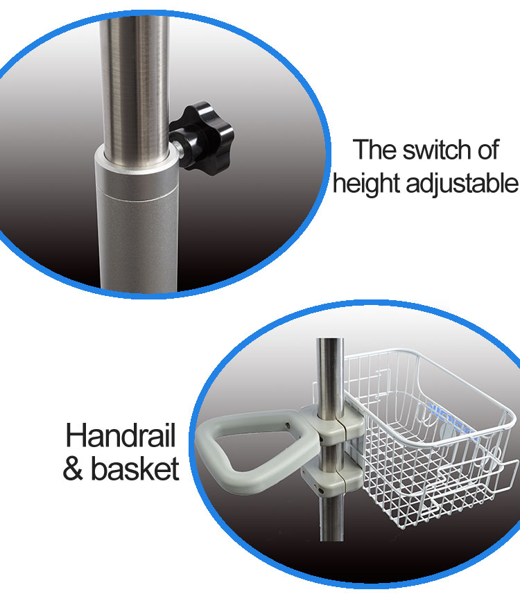 YA-ST03 Patient Monitor Roll Stand With Basket
