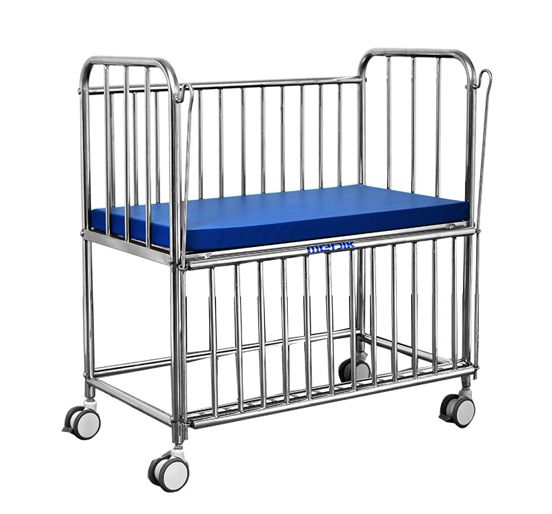 Cama cuna hospitalaria de acero inox con ruedas MK-B04