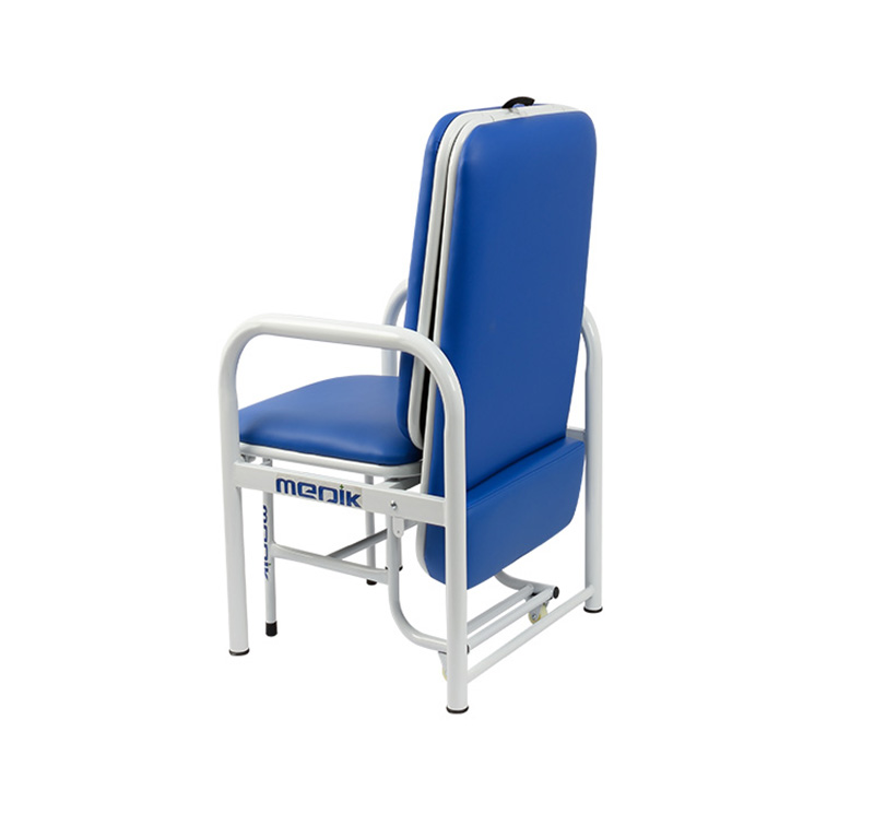 silla cama esmaltada en color gris ycolchónAzulMk-A06