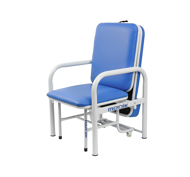 Silla cama esmaltada en color gris y colchón azul MK-A06