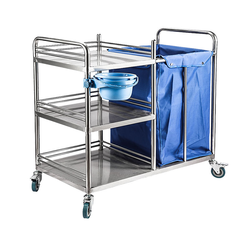 Chariot à linge inox avec 3 plateaux MK-S13